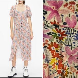 NWT Ted Baker Aluin Puff Sleeve Square Neck Midi Dress Ted Size 4/ US XL 12